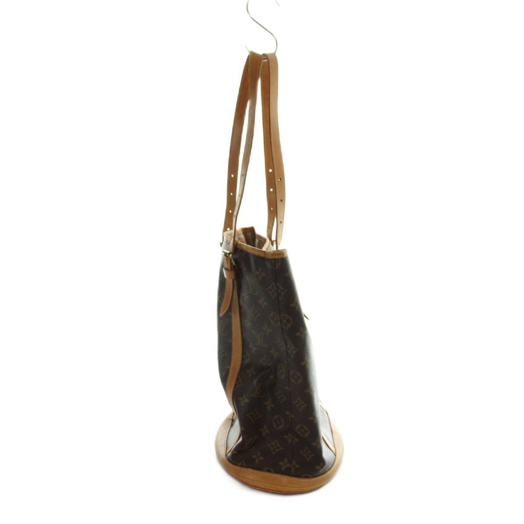 Louis Vuitton Monogram Bucket GM Tote Bag Hand Pattern Leather Brown — view 4