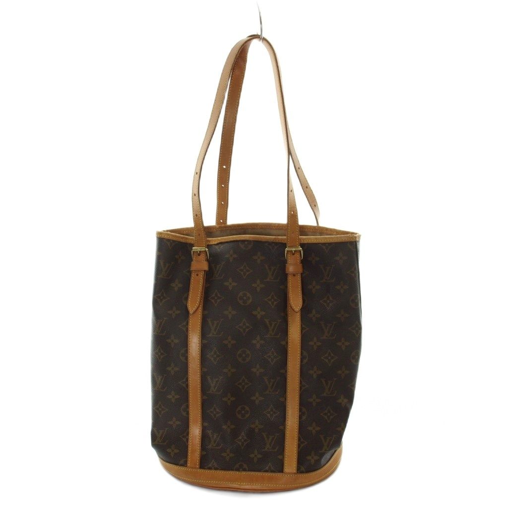Louis Vuitton Monogram Bucket GM Tote Bag Hand Pattern Leather Brown