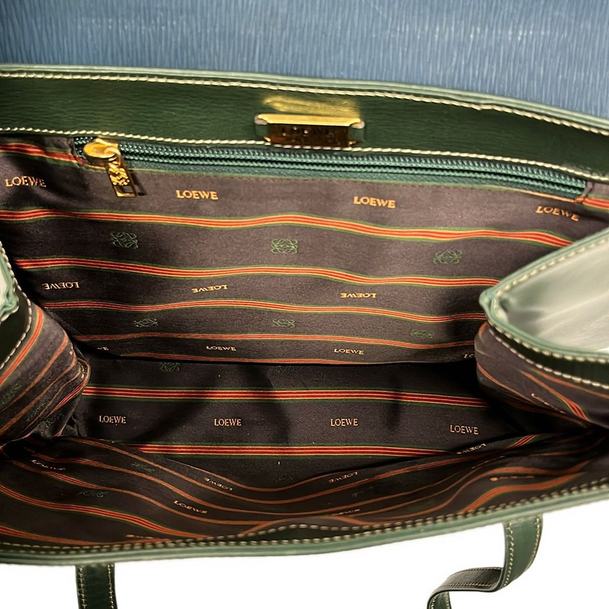 Loewe Shoulder Bag Velazquez Green Blue Gold Leather — view 7