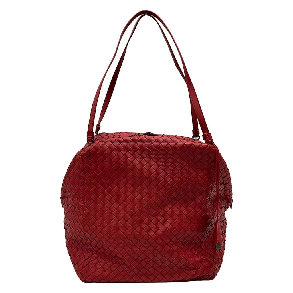 Bottega Veneta Shoulder Bag Intrecciato Red Leather