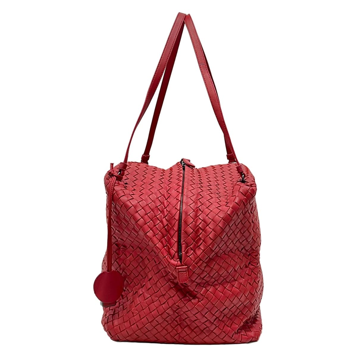 Bottega Veneta Shoulder Bag Intrecciato Red Leather — view 4