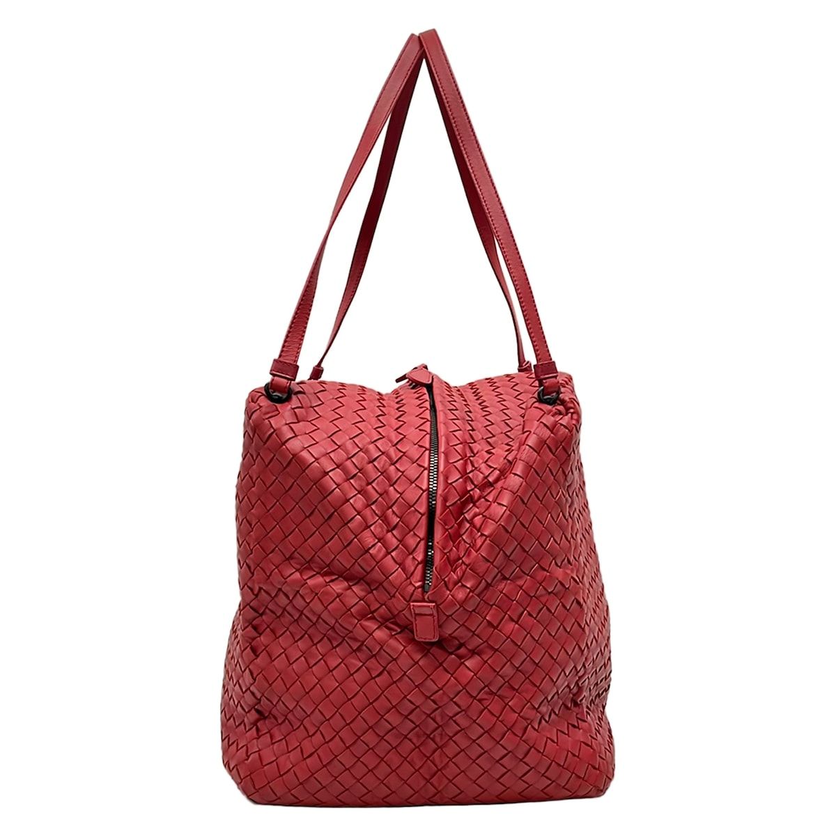 Bottega Veneta Shoulder Bag Intrecciato Red Leather — view 2