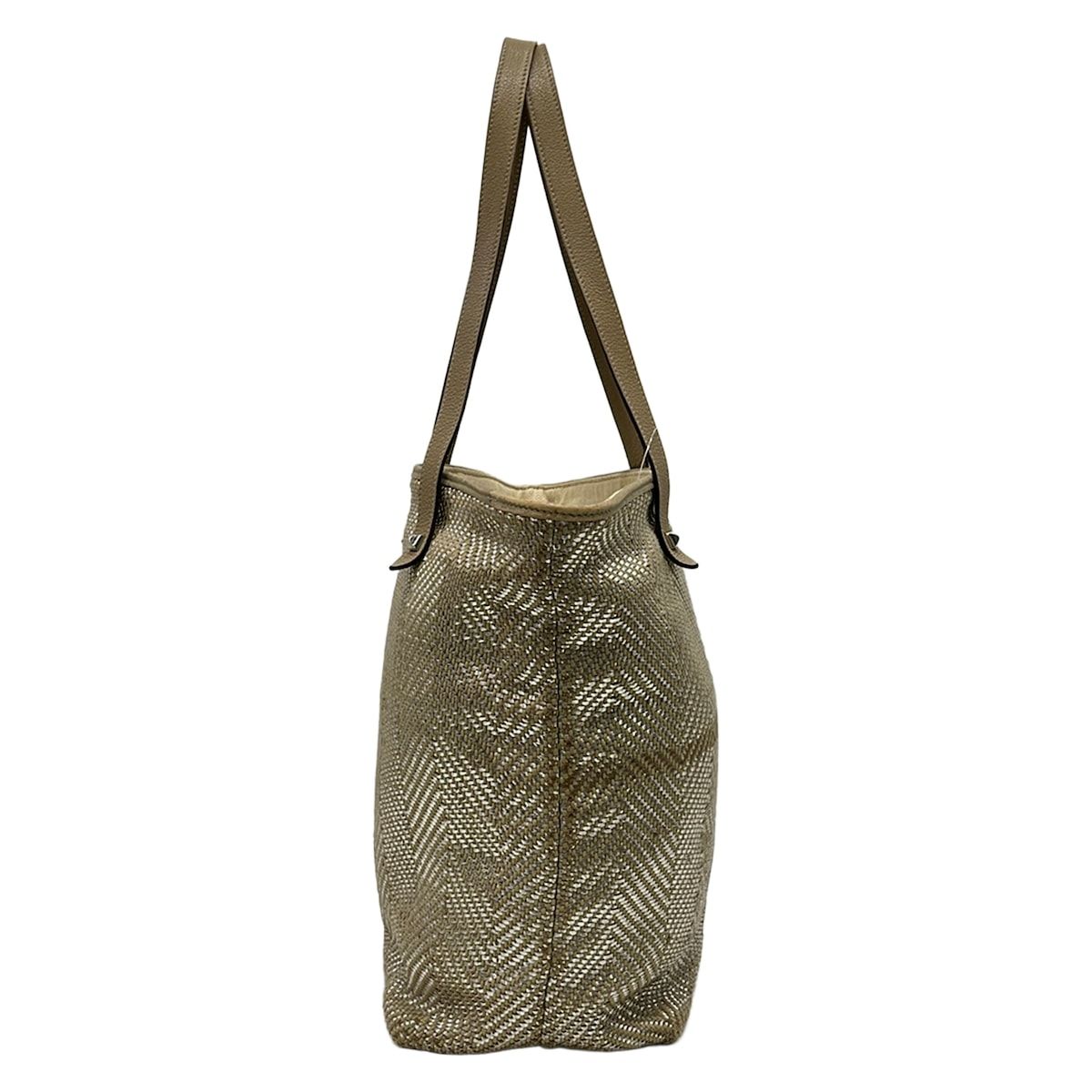 Hermes Tote Bag Chain Nye MM Gray Beige Silver Leather — view 4