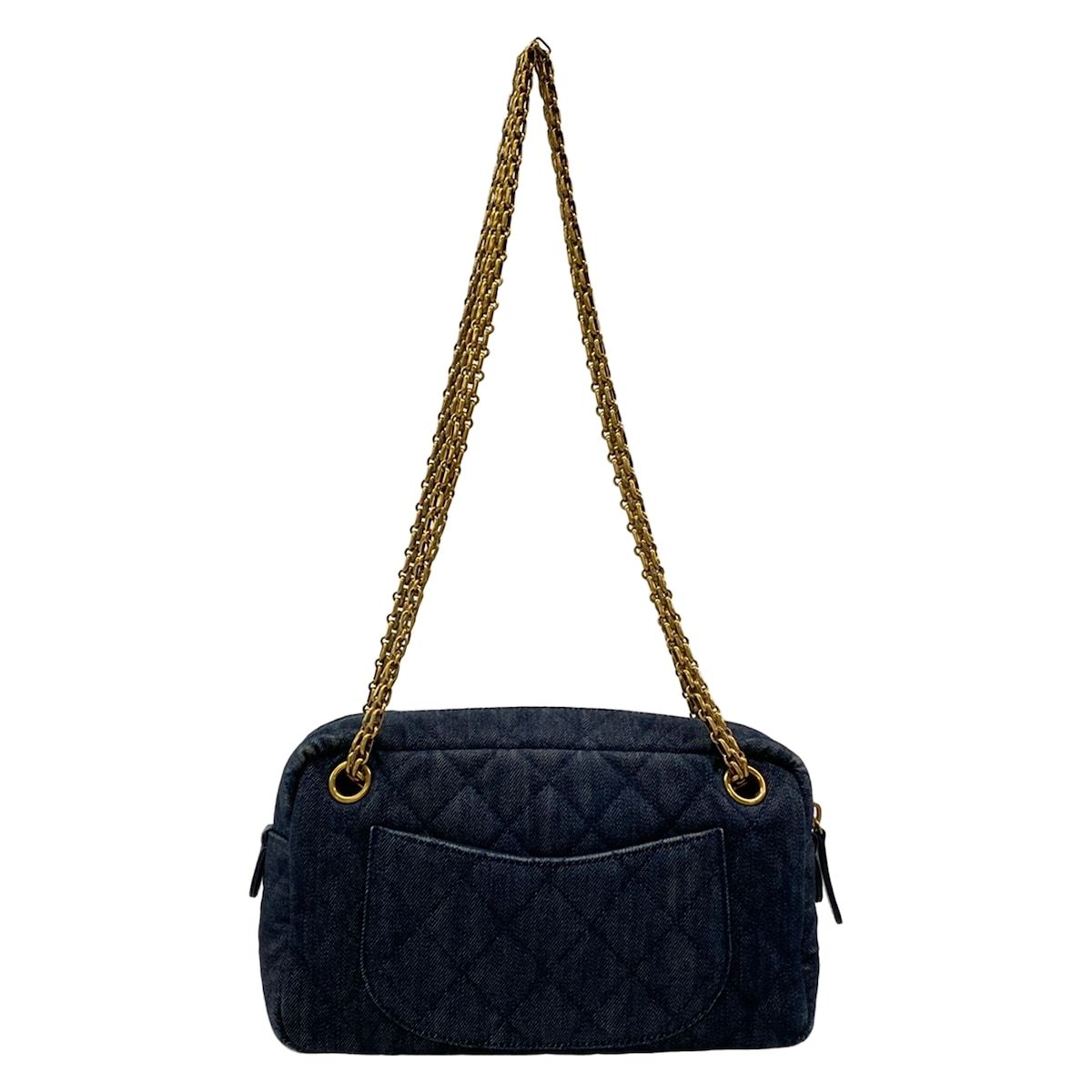 Chanel Shoulder Bag 2.55 Quilted Dark Navy Mademoiselle Chain Vintage Gold — view 3