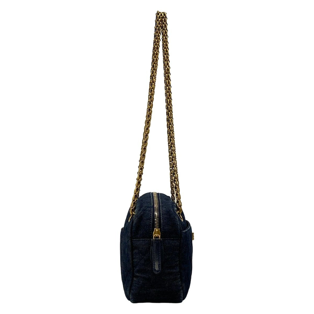 Chanel Shoulder Bag 2.55 Quilted Dark Navy Mademoiselle Chain Vintage Gold — view 2