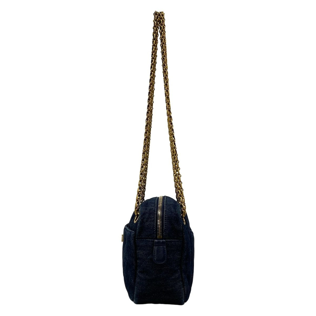Chanel Shoulder Bag 2.55 Quilted Dark Navy Mademoiselle Chain Vintage Gold — view 4
