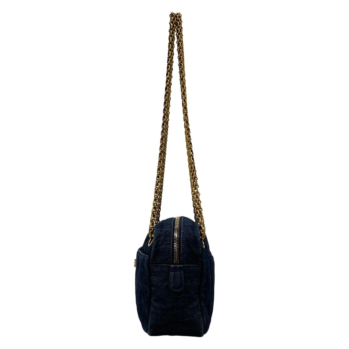 Chanel Shoulder Bag 2.55 Quilted Dark Navy Mademoiselle Chain Vintage Gold — view 4