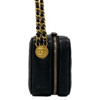 Chanel Shoulder Bag Quilted Black Matte Gold Chain — view 2