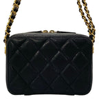 Chanel Shoulder Bag Quilted Black Matte Gold Chain — view 3