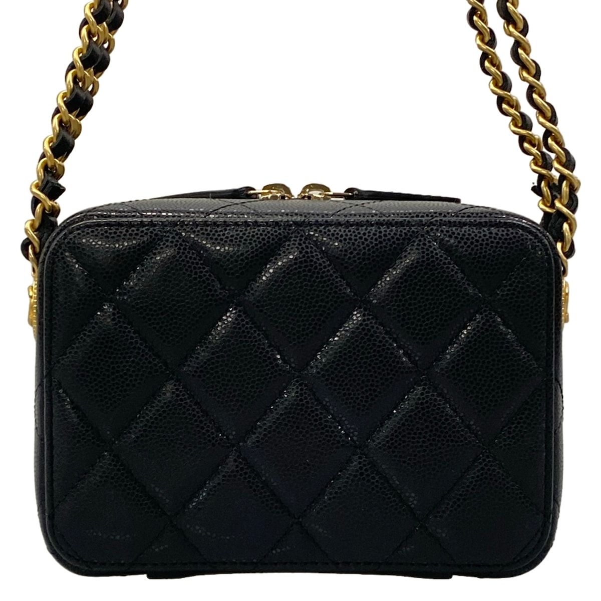Chanel Shoulder Bag Quilted Black Matte Gold Chain — view 3