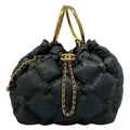 Chanel Shoulder Bag Bubble Quilt Black Chain Matte Gold Leather