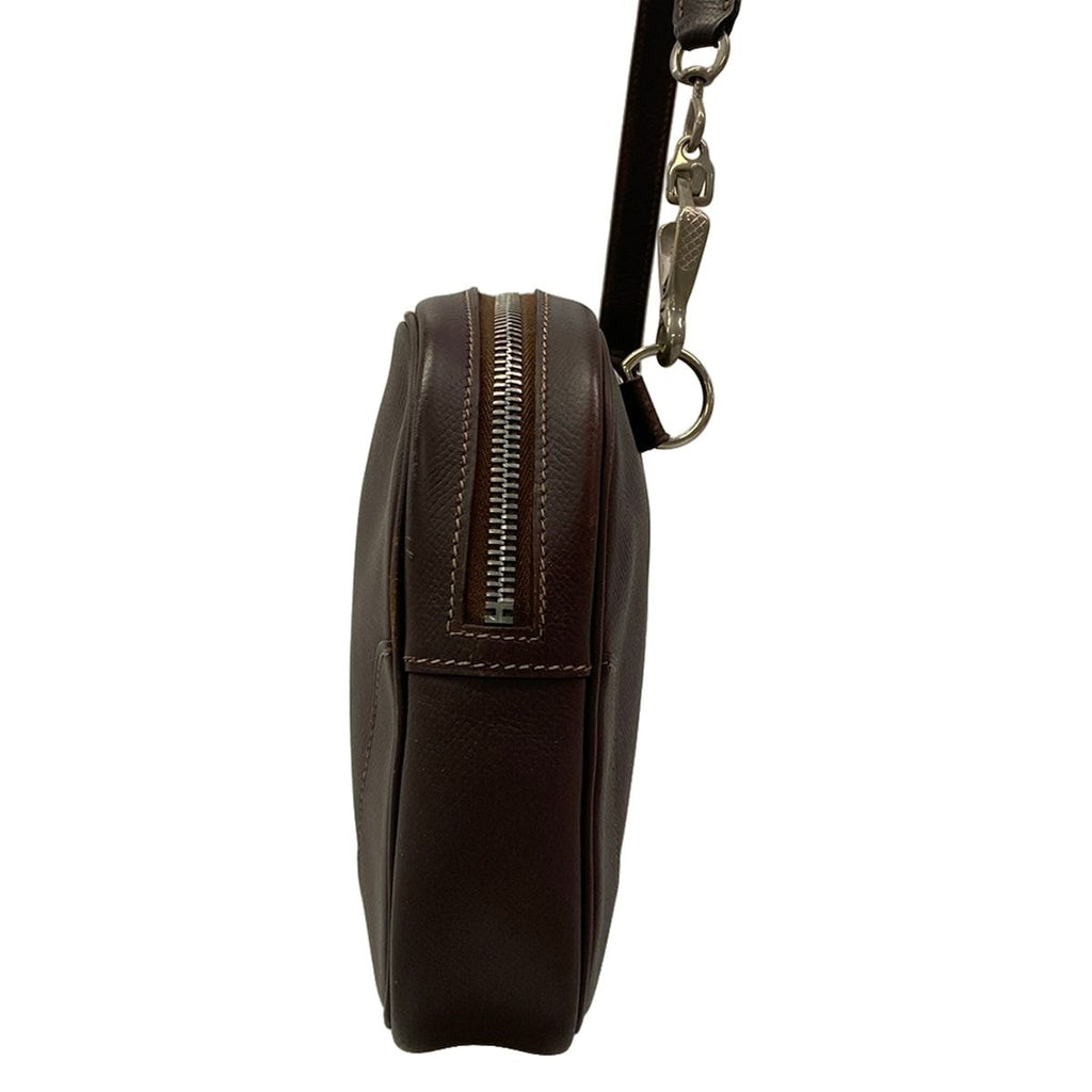 Hermes Shoulder Bag Dark Brown Silver — view 4