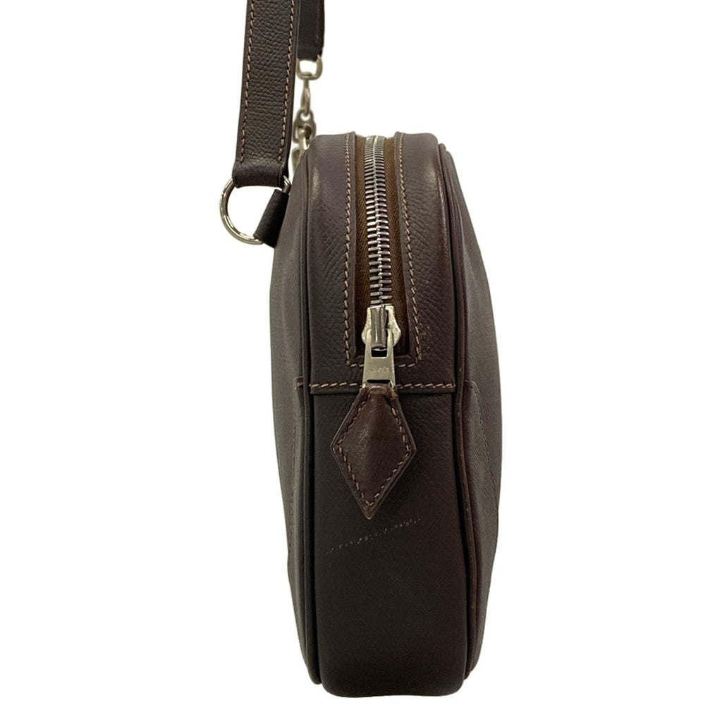 Hermes Shoulder Bag Dark Brown Silver — view 2