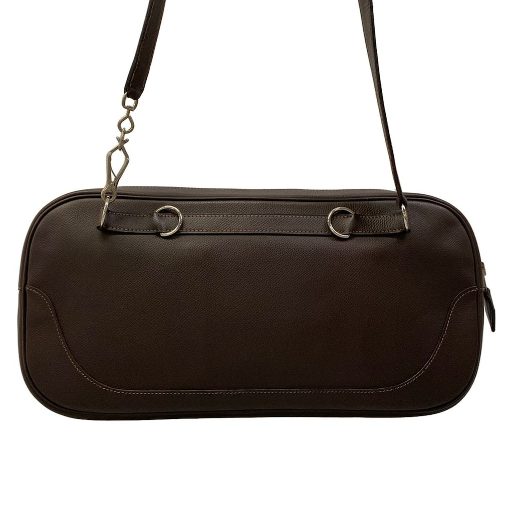 Hermes Shoulder Bag Dark Brown Silver — view 3