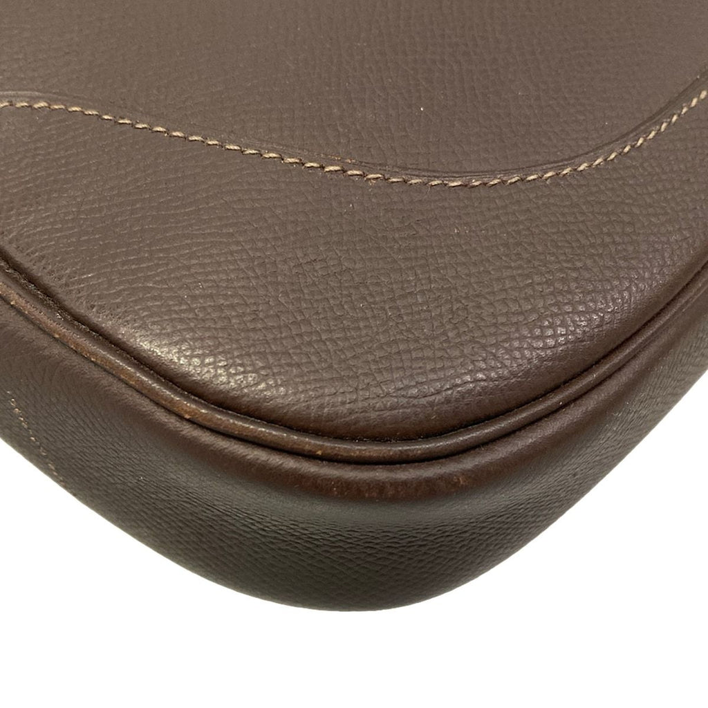 Hermes Shoulder Bag Dark Brown Silver — view 7