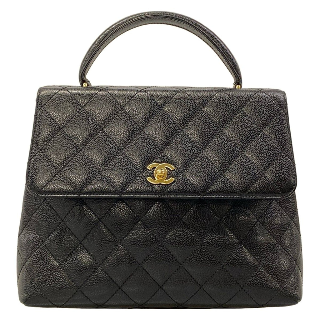 Chanel Handbag Trapezoid Bag Quilted Black Gold