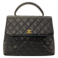 Chanel Handbag Trapezoid Bag Quilted Black Gold