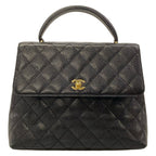 Chanel Handbag Trapezoid Bag Quilted Black Gold