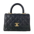 Chanel Handbag Small Top Handle Flap Bag Quilted Coco XS Black