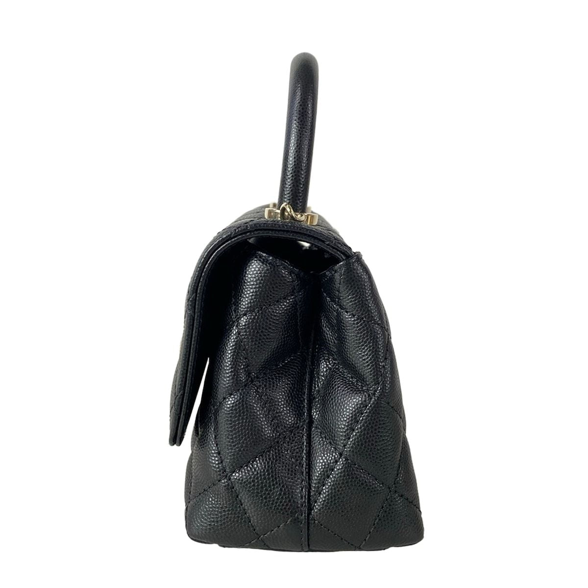 Chanel Handbag Small Top Handle Flap Bag Quilted Coco XS Black — view 4