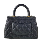 Chanel Handbag Small Top Handle Flap Bag Quilted Coco XS Black — view 3