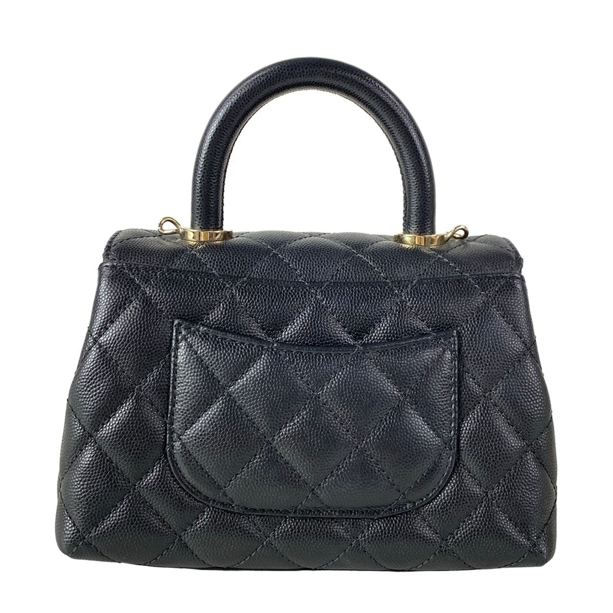 Chanel Handbag Small Top Handle Flap Bag Quilted Coco XS Black — view 3