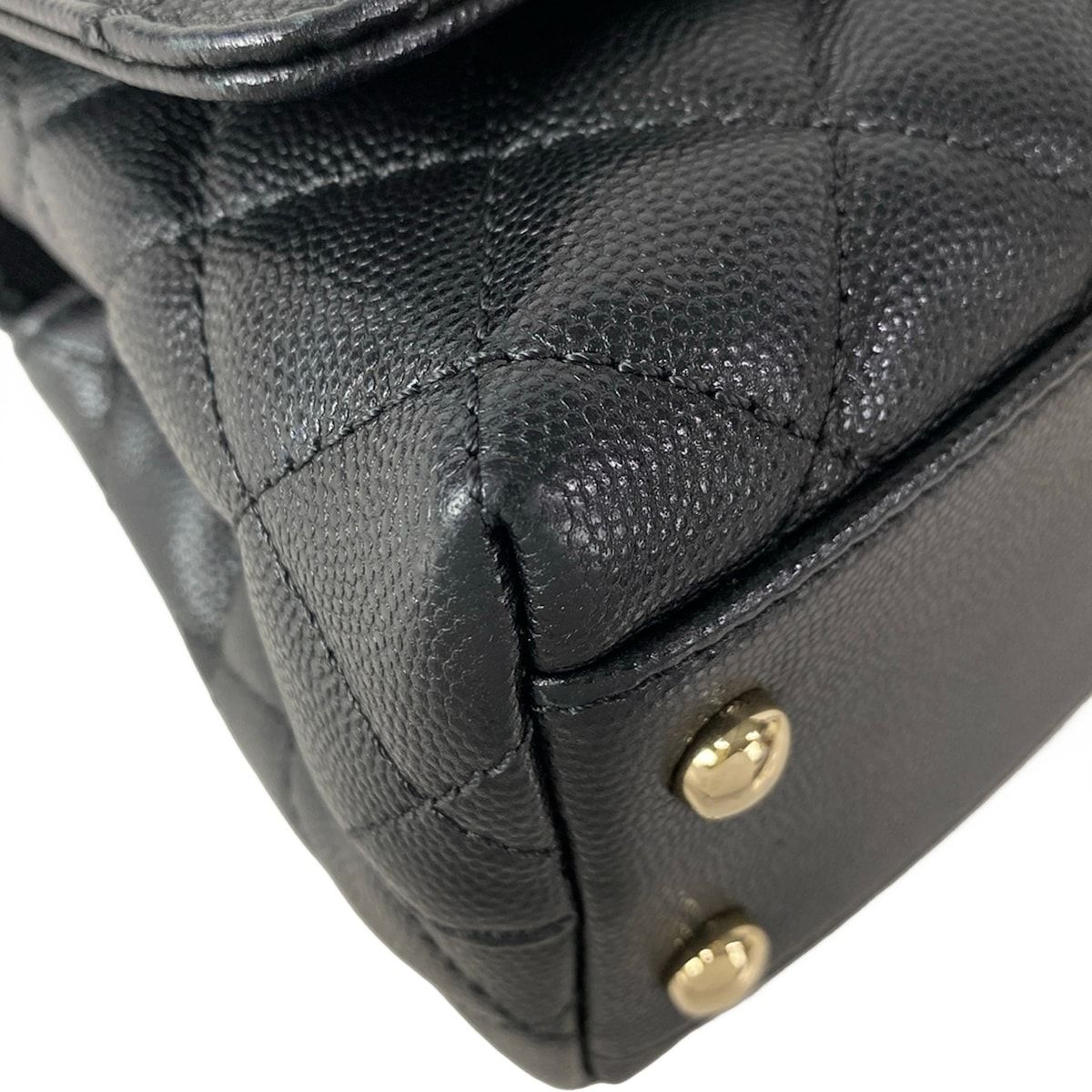 Chanel Handbag Small Top Handle Flap Bag Quilted Coco XS Black — view 6