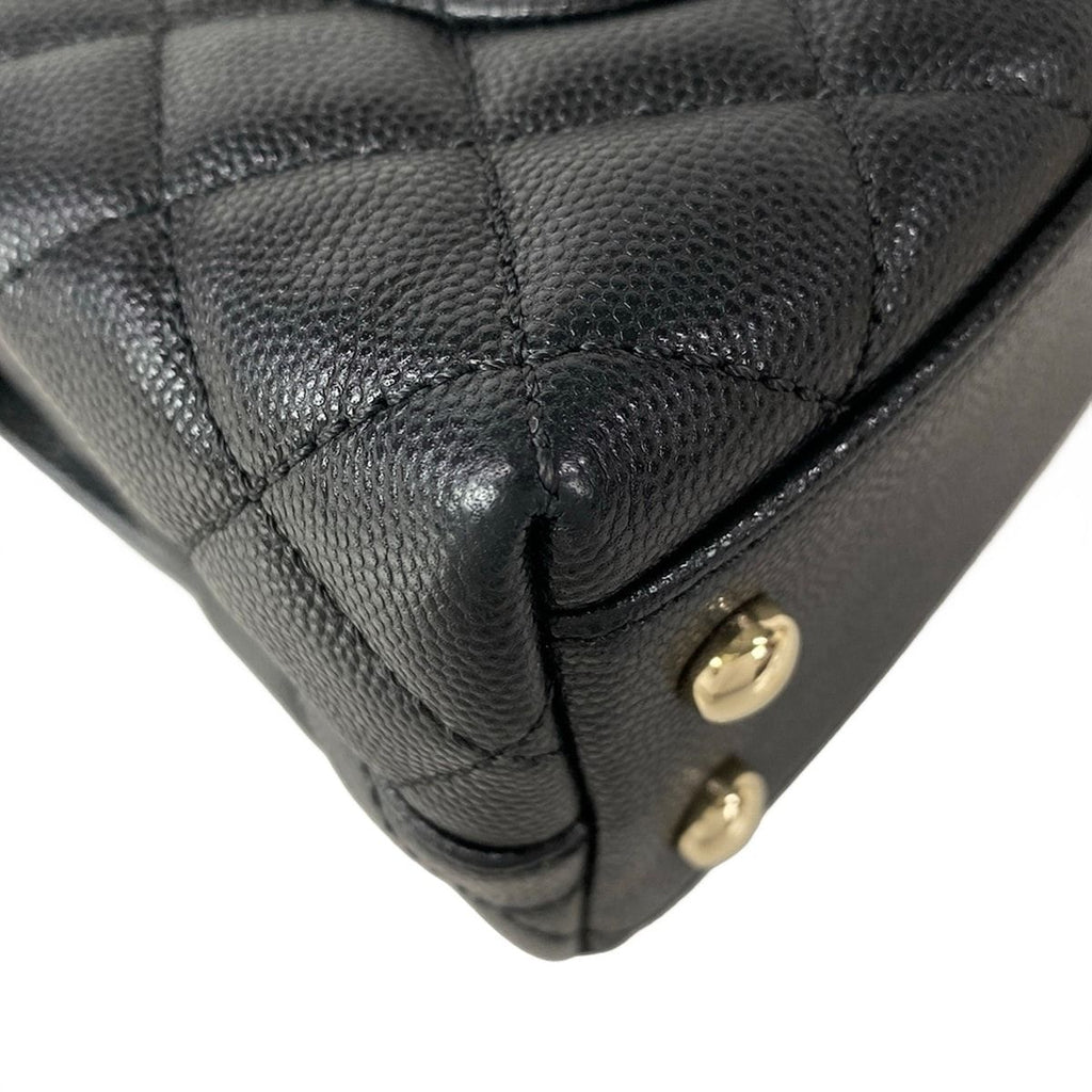 Chanel Handbag Small Top Handle Flap Bag Quilted Coco XS Black — view 8