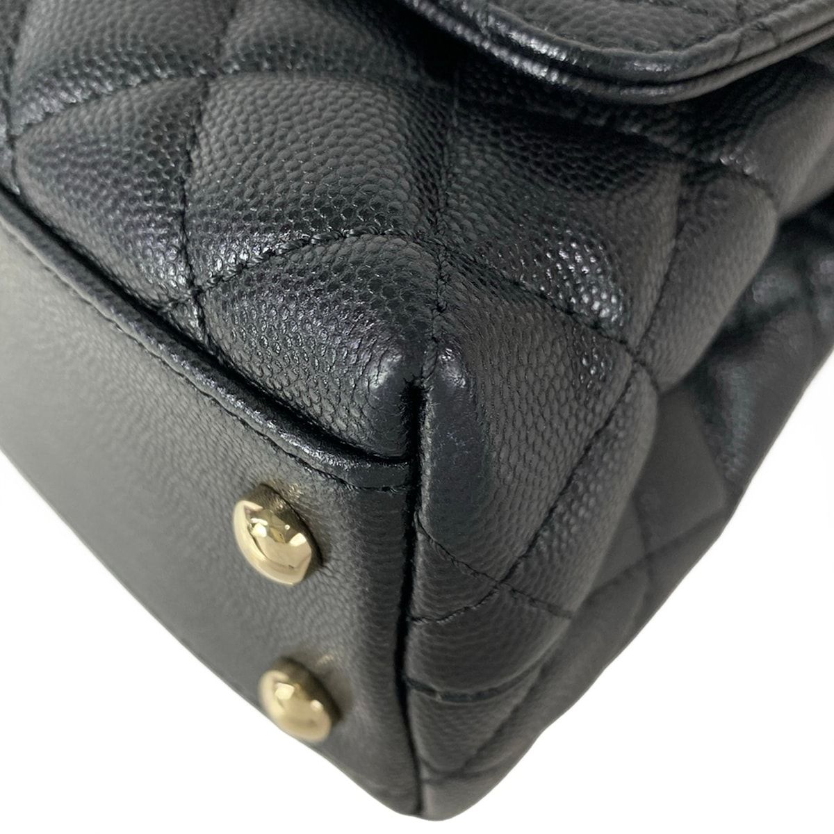 Chanel Handbag Small Top Handle Flap Bag Quilted Coco XS Black — view 7