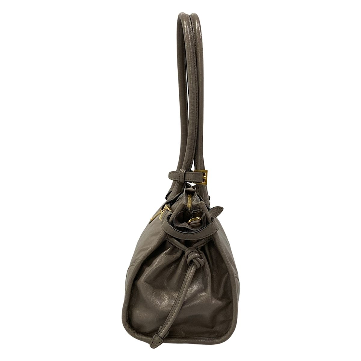 Prada Handbag Bonnie Medium Leather Pewter Gray Vintage Style — view 4