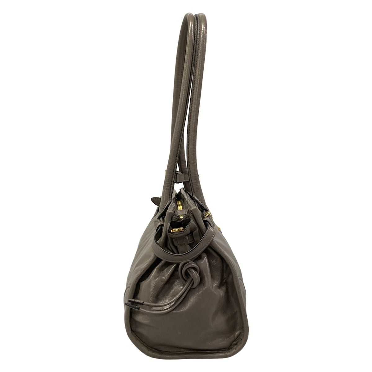 Prada Handbag Bonnie Medium Leather Pewter Gray Vintage Style — view 2
