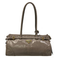 Prada Handbag Bonnie Medium Leather Pewter Gray Vintage Style