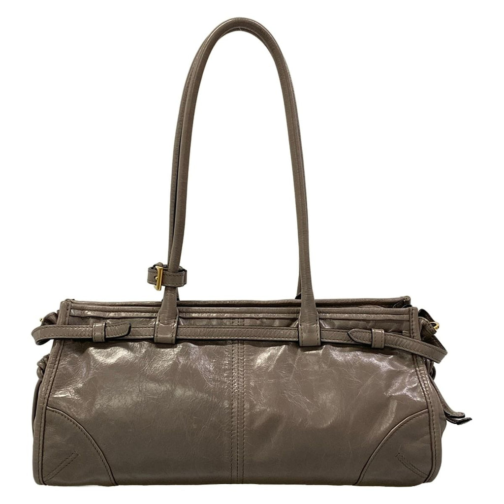Prada Handbag Bonnie Medium Leather Pewter Gray Vintage Style — view 3
