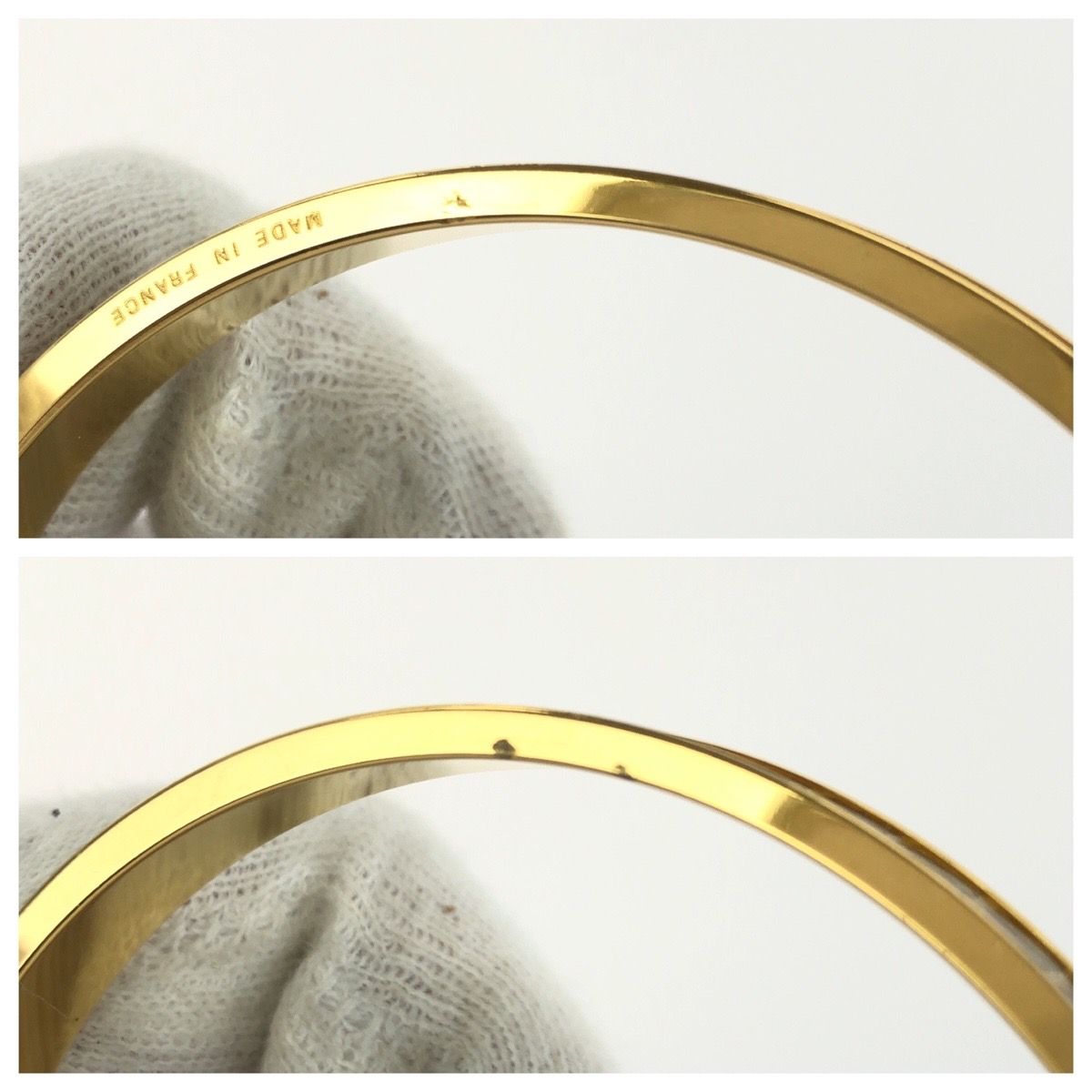 Hermes Vintage Kelly Bangle Croco Gold Plated Leather Bracelet — view 6