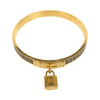 Hermes Vintage Kelly Bangle Croco Gold Plated Leather Bracelet