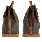 Louis Vuitton Monogram Noe Brown Gold Leather Drawstring Shoulder Bag — view 8