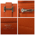 Hermes Bearn Soufflet Orange Silver Veau Epsom Wallet — view 7