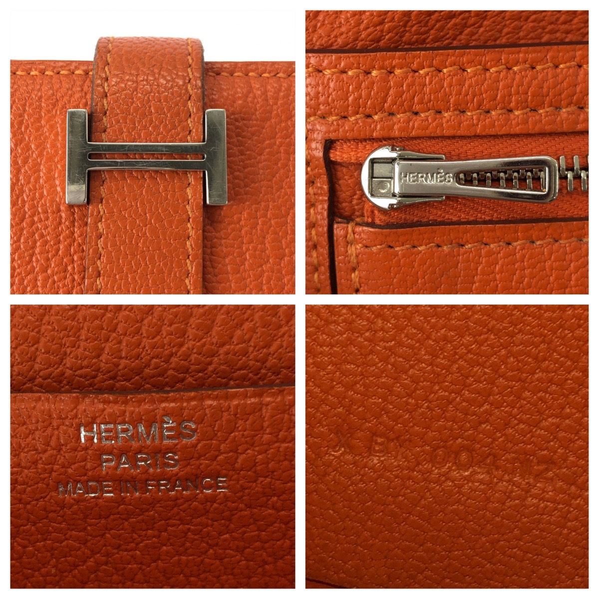 Hermes Bearn Soufflet Orange Silver Veau Epsom Wallet — view 7