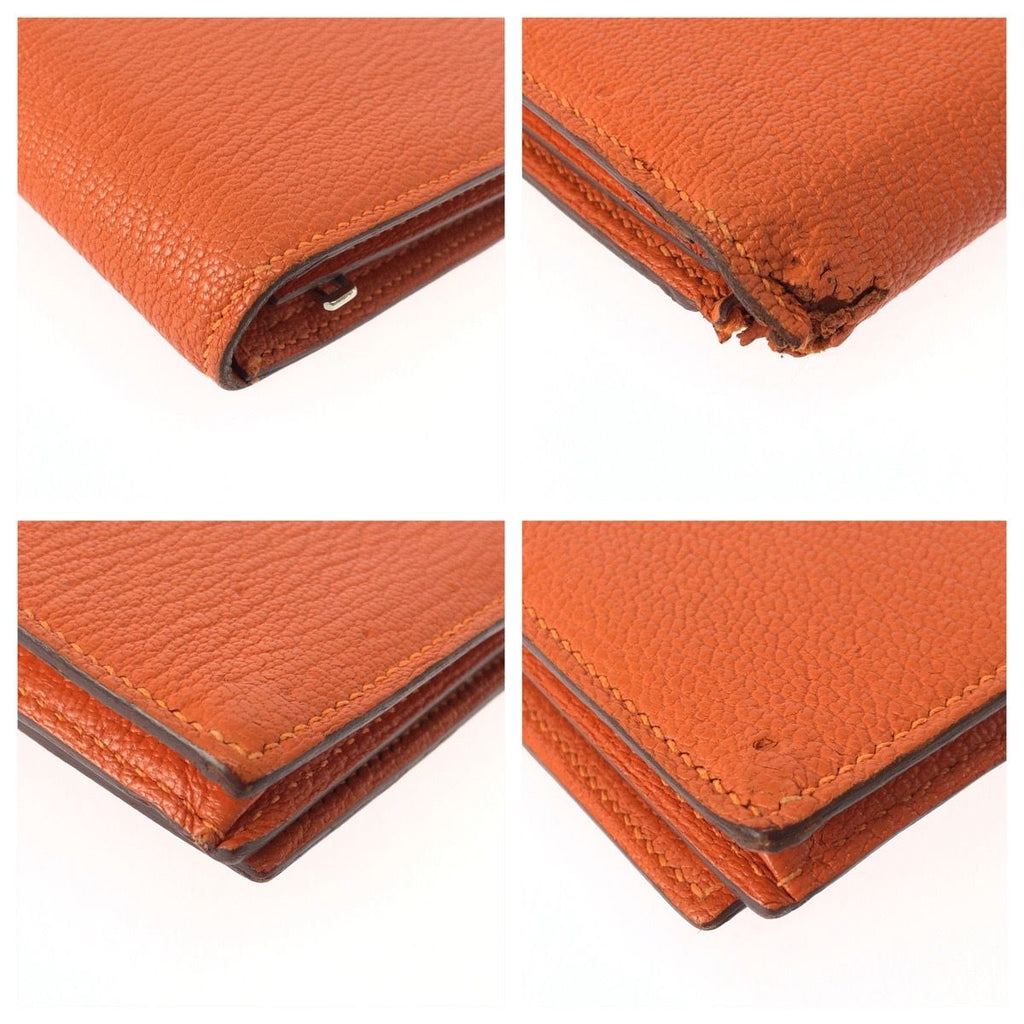 Hermes Bearn Soufflet Orange Silver Veau Epsom Wallet — view 4