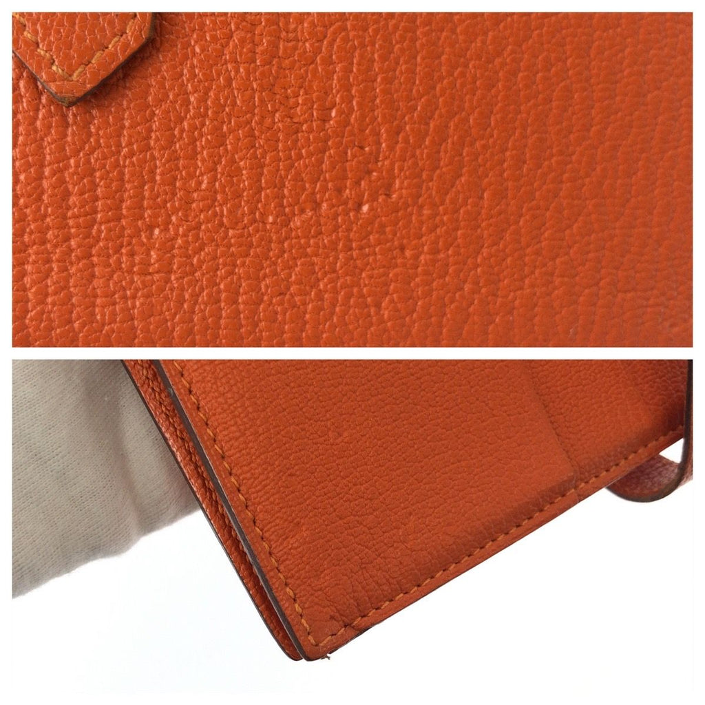 Hermes Bearn Soufflet Orange Silver Veau Epsom Wallet — view 6