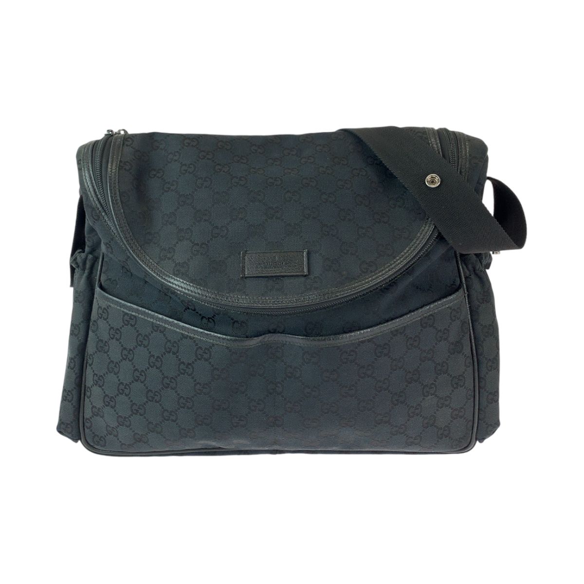 Gucci Black Silver GG Canvas Shoulder Bag
