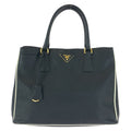 Prada Saffiano Perforated Black Gold Leather Tote Bag