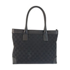 Gucci Black Silver GG Canvas Leather Tote Bag