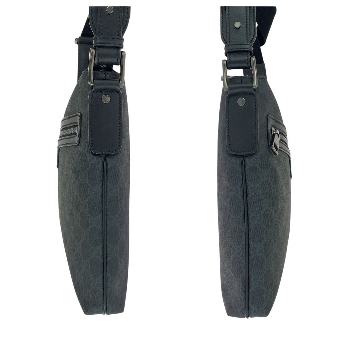 Gucci Black Gunmetal GG Supreme Canvas Leather Shoulder Bag — view 7