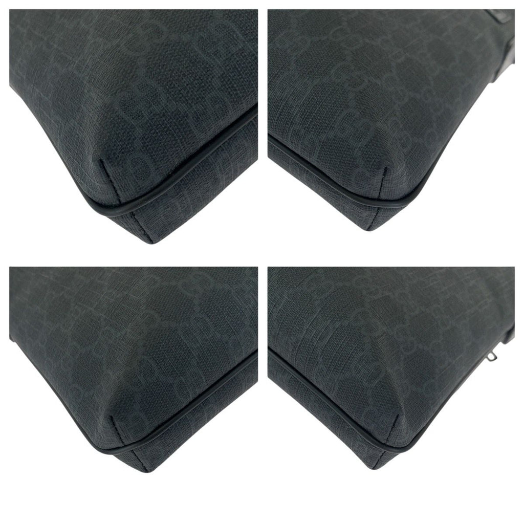Gucci Black Gunmetal GG Supreme Canvas Leather Shoulder Bag — view 3