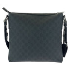 Gucci Black Gunmetal GG Supreme Canvas Leather Shoulder Bag — view 2