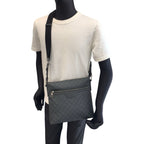 Gucci Black Gunmetal GG Supreme Canvas Leather Shoulder Bag — view 6
