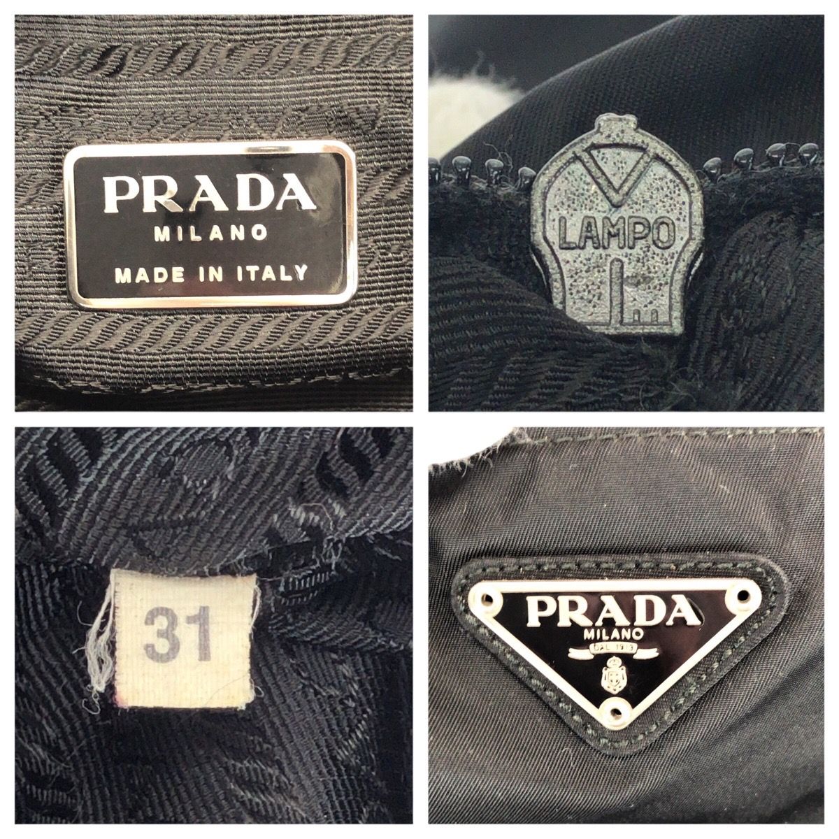 Prada Tessuto Black Silver Nylon Shoulder Bag — view 4