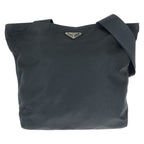 Prada Tessuto Black Silver Nylon Shoulder Bag