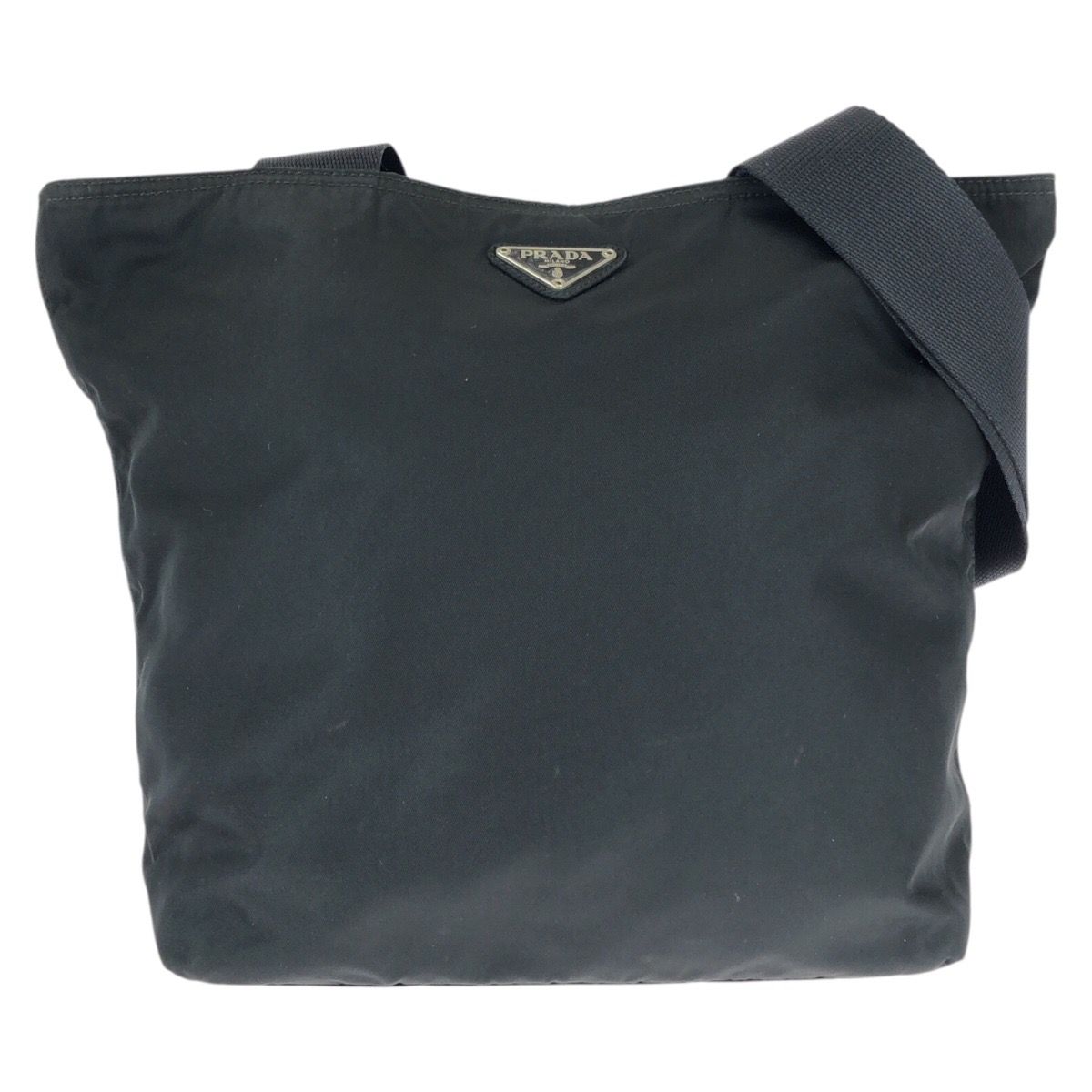 Prada Tessuto Black Silver Nylon Shoulder Bag